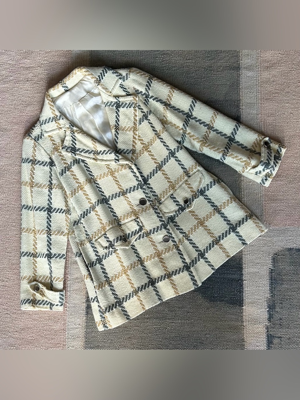 Vintage Plaid Cream Jacket size S/M
